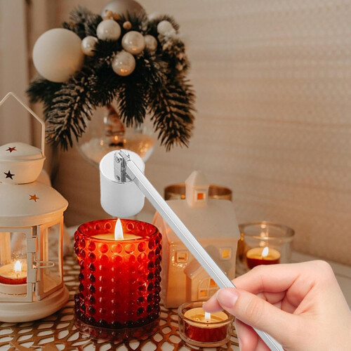 Candle Extinguisher  Stainless Steel Wick Flame Extinguisher, Silver 1