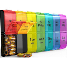 Extra großer Pillenorganizer für 2-mal täglich, wöchentliche XL-Pillenbox für morgens und abends, 7-Tage-Pillenbox für zweimal täglich (Rege