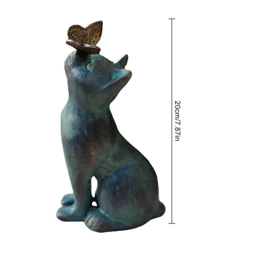 Katzenstatue, Gartendekoration, blaue Harzfigur, Geschenk 2