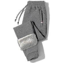 (XXXXL  90to99KG, Rib Leg Grey) Winter Warm Fleece Pants Men Lambswool Thick Casual Thermal Sweatpants Male Trousers Brand Fashion Men Joggers!ZZ39