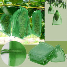 (M) 100 Pcs Fruit Protection Netting Bags 17x23 Cm Mesh Fruit Barrier Bags, Garden Fruit Mesh Bag With Drawstring Protect From Insect