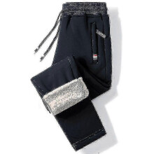 (XL  63to72KG, Straight Leg Black) Winter Warm Fleece Pants Men Lambswool Thick Casual Thermal Sweatpants Male Trousers Brand Fashion Men Joggers!ZZ39