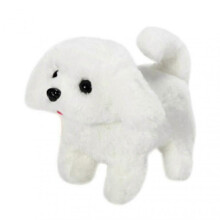 (Bichon Frise) Realistic Electric Toy Pet Simulation Dog Plush Toy Moving Walking Animal Robot with Sound