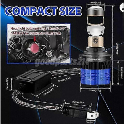 H7 LED-Scheinwerfer-Umrüstsatz, 200-W-Projektorlinsen, Abblendlicht, 24000 lm 2
