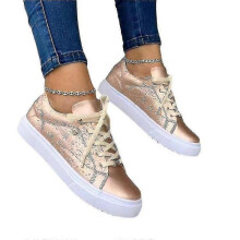 (Rose Gold, 41) Womens Trainers Sneakers Lace Up Tennis Jogging Gym Comfy Casual Shoes