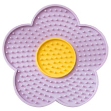 Cats & Dogs Lick Pad Flower Shape Silicone Licking Mat with Suctions Cup Slow Feeders, Purple