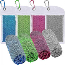 Cooling Towel (30*100cm), [4-Pack] Ice Towel, Microfiber Cooling Towel for Yoga, Fitness (Blue/Green/Rose/Grey) New Arrival