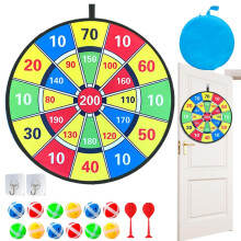 's Dartboard Set with 12 Balls 2 Darts, DoubleSided Game for Kids 312