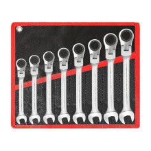 Bidirektionaler, beweglicher Ratschenschlüssel aus Chrom-Vanadium-Stahl, Schnellspann-Handschlüssel, Mehrzweckschlüssel, 8-teilig [6/8/10/12