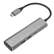 USB-C-Hub, Aluminiumgehäuse für schnelle Datenübertragung und Stromversorgung, unterstützt HDMI-Ausgang und Audioanschluss,