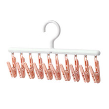 Multifunctional 360 Rotating Socks Hanger with 10 Clips – Pink & White