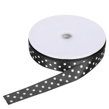 (As show, One size) Satin Ribbon Polka Dot Printed Hair Bows Gift Wrapping Tie DIY Craft Tool 100 Yards 2.5cm