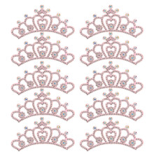(As show, One size) 10PCS Rhinestones Cloth Applique Crown Shaped Patches Clothes Accessories