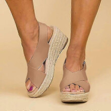 (37, Brown) Sandals Summer Platform Ankle Strap Shoes