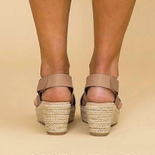 (37, Brown) Sandals Summer Platform Ankle Strap Shoes 2