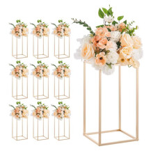 Set di 10 Supporti per Fiori da Matrimonio-Duoku-Colonne Rettangolari in Acqua Trasparente di 40 cm, per Centri Tavola