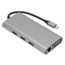 Multiport-Adapter, 10-in-1-USB-C-Hub, robustes Metallgehäuse, tragbare Dual-Monitor-Dockingstation für Laptops