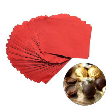 (As show, One size) 100Pcs/Lot Square Candy Making Sweets Chocolate Lolly Foil Wrappers Paper 3" X 3" Red