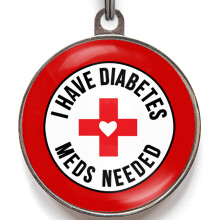 Diabetic Dog Tag with Custom Engraving, Durable Metal Medical Alert Pet ID, 36 Color Options