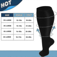 (5XL, Black) Xxl-5xl Sport Compression Stockings Support Stockings Travel Stockings Thrombosis Stockings