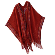 Capes châle à la mode avec glands, accessoire de voyage-Rouge
