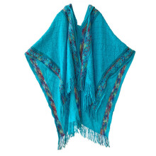 Capes châle à motifs bohème, Poncho fin respirant,-Bleu ciel
