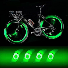 (Green) 4 X Led Bike Wheel Light, Waterproof Led Bike Wheel Light With 3 Flashing Modes Led Bike Wheel Lamp