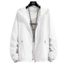 (XL, COLOR white) Men's 7XL 6XL Quick-Dry Waterproof Windbreaker, Sunscreen Lightweight Military Jacket