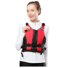 life jacket with zipper and adjustable waist belt, swim jacket for water sports (red, S/M) S/M red Ref: 7996