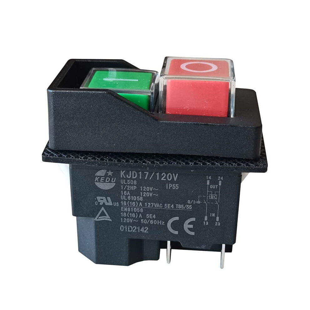 Kedu Kjd17/120V/4Pin Push Button Switch Electromagnetic Switches With Power-Off And Undervoltage Protection 16A Ip55 Ce 9426802935912