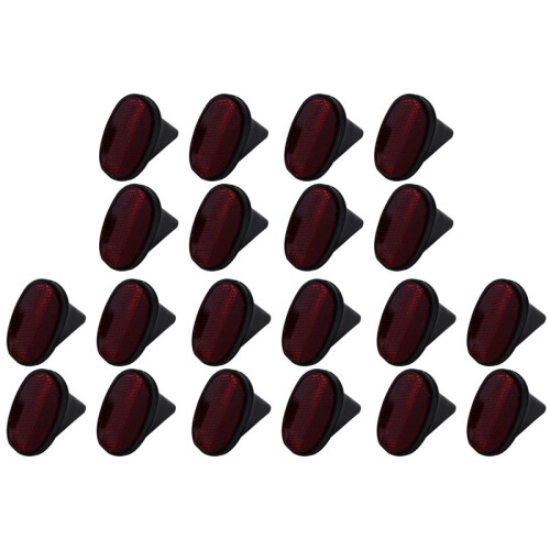 20 Pcs Bicycle Rear Tail  Reflector Mudguard Oval Warnning Red Black