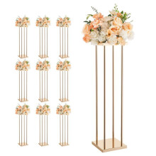 Supports pour Fleurs - DUOKU - LJL-8022 - Lot de 10 - Cylindriques 80 cm - Finition Dorée