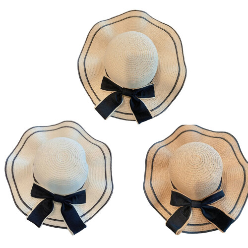 Chapeau de paille occidental élégant avec-Beige Taille Unique 1