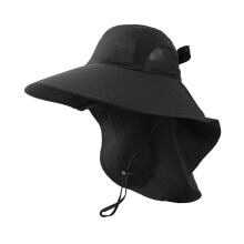 Chapeau seau respirant à rabat pour le cou, chapeau-PF027 noir