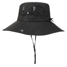 Chapeau de soleil à large bord, chapeau de pêcheur unisexe-Noir