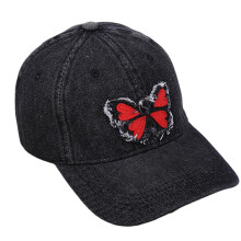 Chapeau de Baseball avec décalcomanies papillon pour-Noir