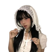 Oreilles de lapin Turban bandeaux tricoté dentelle foulard-Blanc