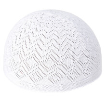 Kufi – chapeau intérieur ajouré en tricot pour femmes et-Blanc