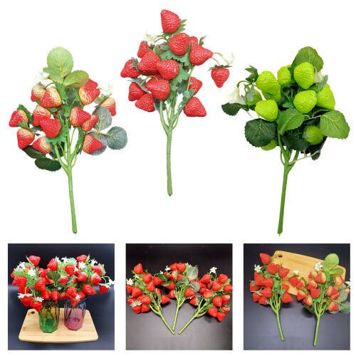 Realistic Artificial Strawberry Fruit Branch For Home Party-A 2