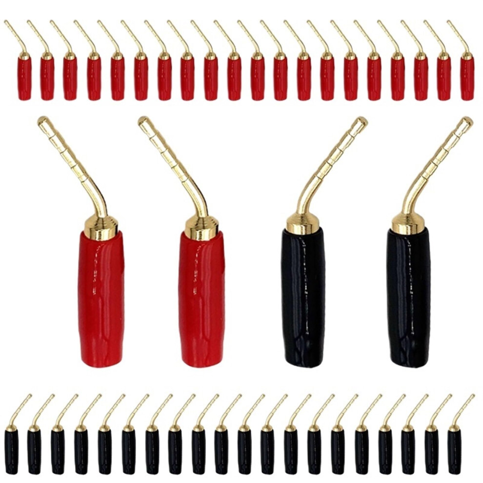 20Pcs 2Mm Banana Red Black Curved Pin Connector Right Angle Banana Male Plugs Audio Speaker Wire Cable Connectors(20 Black) 9412369418104