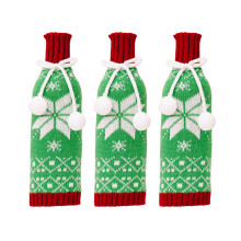 Winter Snowflake Knits Wine Bottle Cover-Green snowflake styl