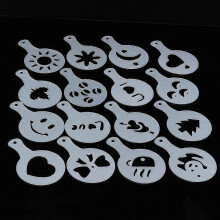 (As show, One size) 16Pcs Mold Coffee Milk Cake Cupcake Stencils Cupcake Template Coffee Strew Pad Cake