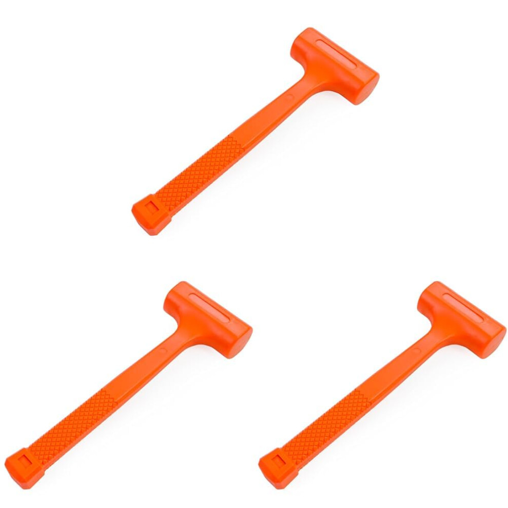 Stark 1Lbs Dead Blow Hammer Grip Mallet Checkered Handle Spark And Rebound Resistant, Orange (Pack Of 3) 9426802936476