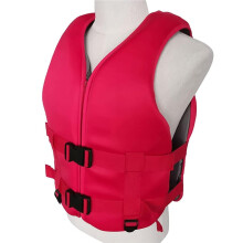Life jacket for adults with zipper and adjustable waist belt for swimming, boating, fishing, water sports (Red A, L) L Red A