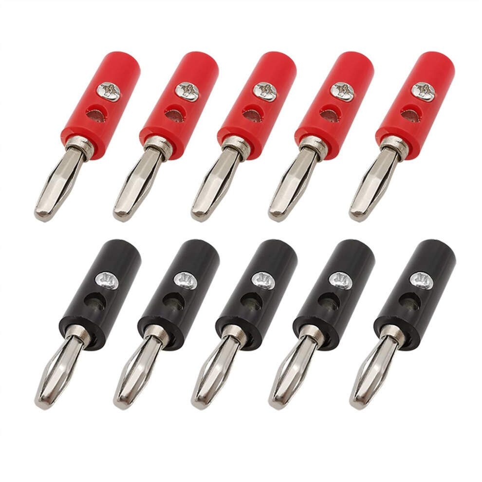 10Pcs Red Black 4Mm Banana Plug Screw Locking Wire Cable Connector Test Plugs 4Mm Bananas Male Connectors Adapter 9412369418678