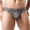 (2XL, Gray leopard print) Men's Leopard Print Thong G-string Underwear 4