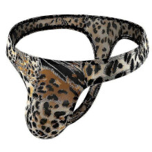 (2XL, Tiger head gold) Men's Leopard Print Thong G-string Underwear