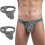 (M, Tiger head gold) Men's Leopard Print Thong G-string Underwear 2
