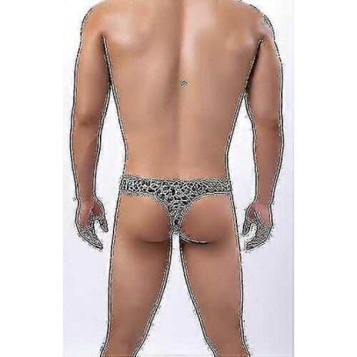 (M, Tiger head gold) Men's Leopard Print Thong G-string Underwear 2