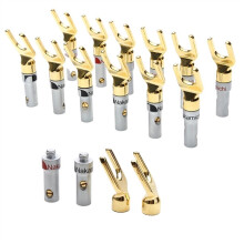 Gold Plated Copper Y/U- Type Screw Banana 12pcs Audio Speaker Cable for Amplifier Cable Wire Adapters Audio Connector